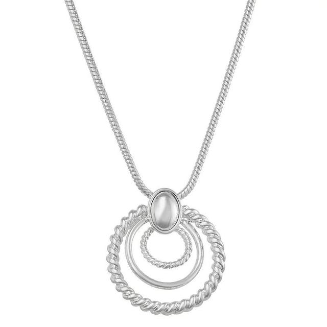 Napier Silver Tone Triple Open Circle Pendant Necklace, Womens Product Image