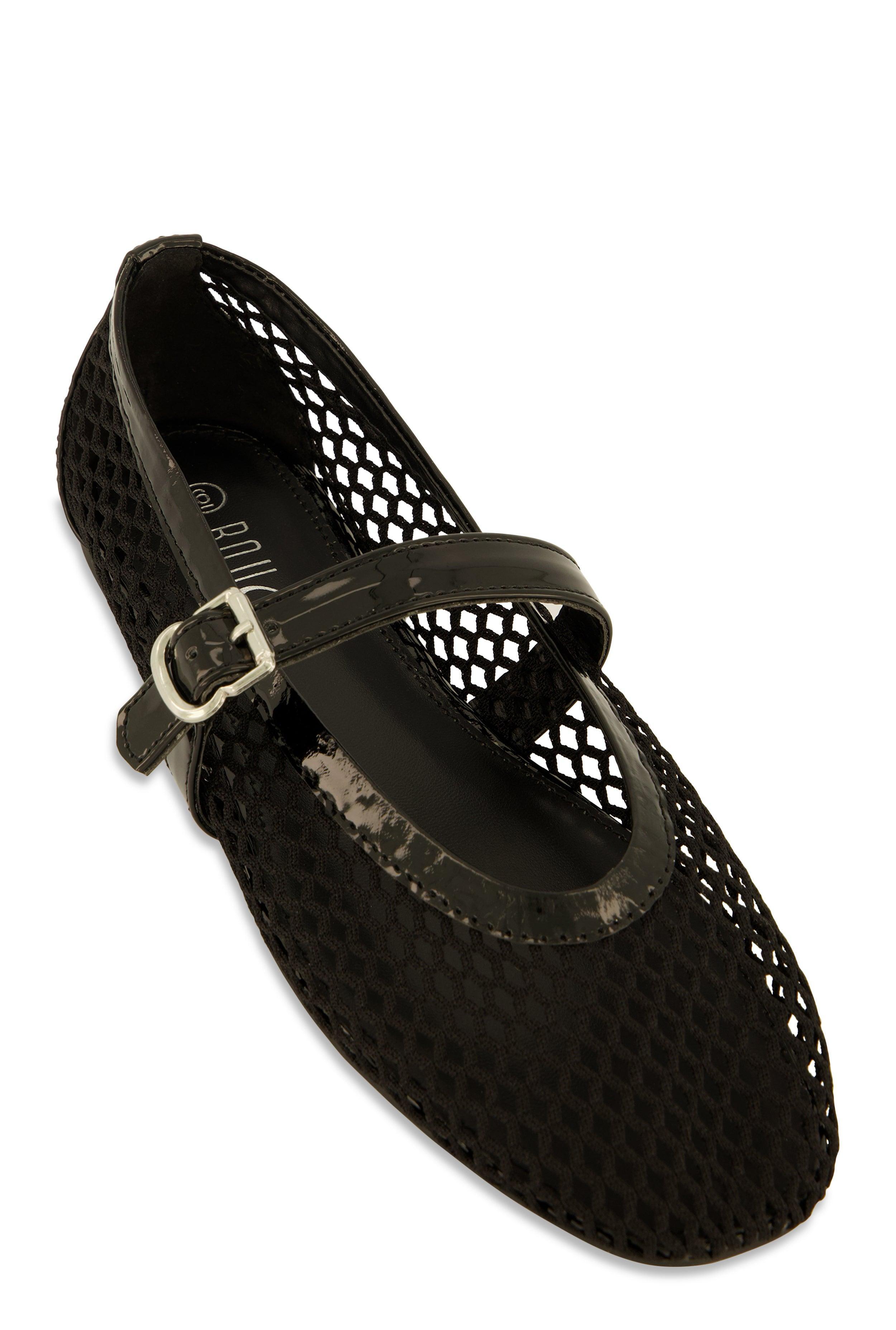 Womens Fishnet Mary Jane Flats Product Image