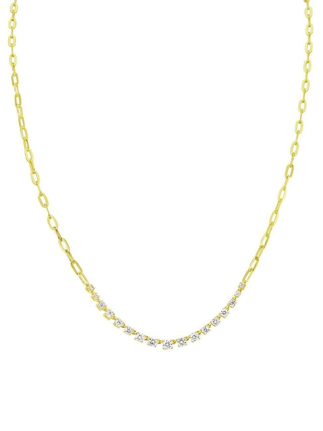 Womens 14K Yellow Gold & Diamond Paper-Clip Chain Necklace Product Image