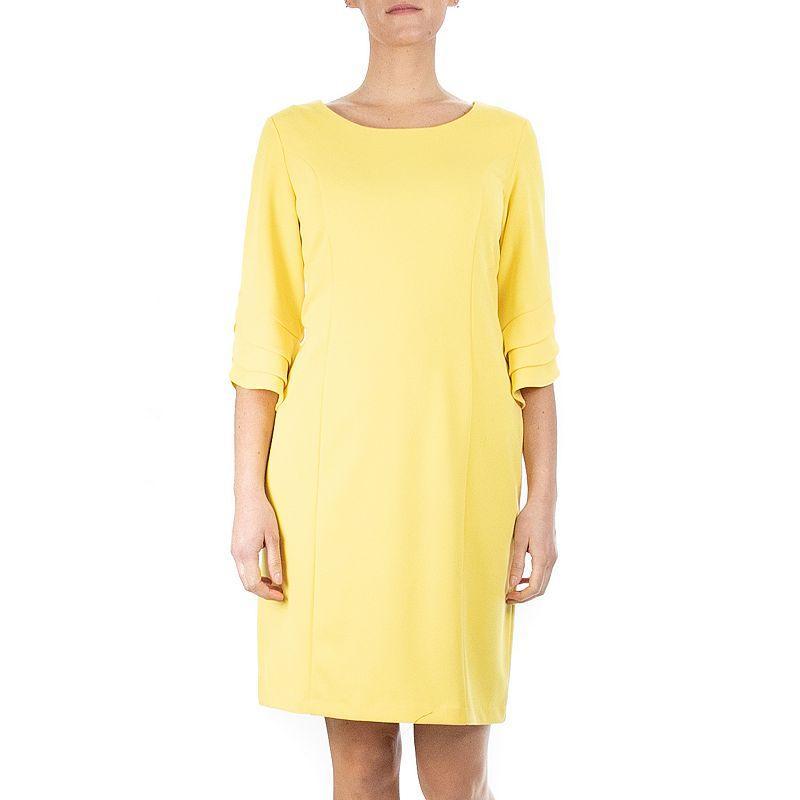 Womens Nina Leonard Tiered Sleeve Sheath Dress Yellow Product Image