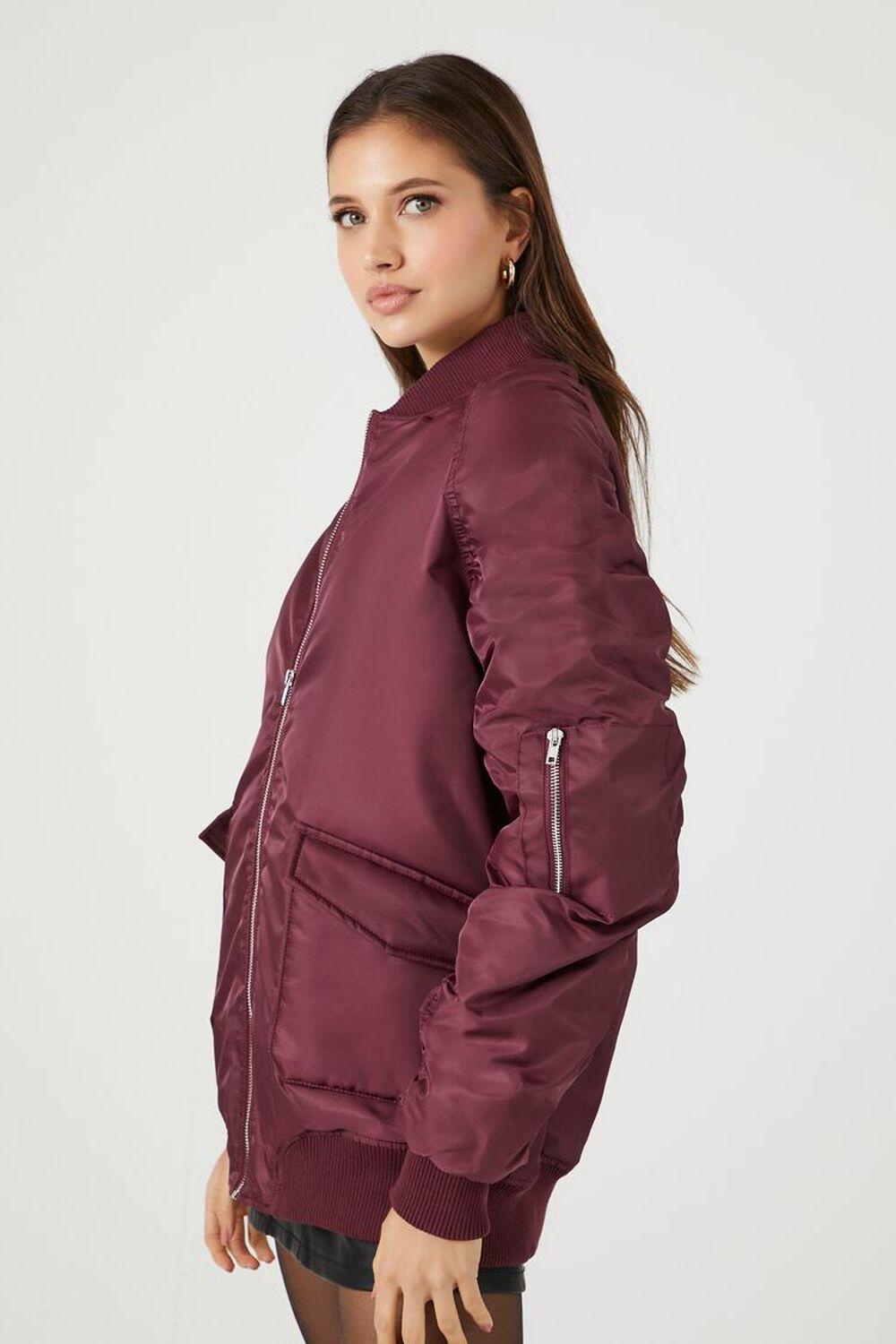 Oversized Zip-Up Bomber Jacket | Forever 21 Product Image