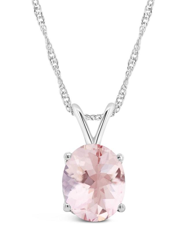 Alyson Layne 14K Gold Morganite Oval Pendant Necklace, Womens 14k White Gold Product Image