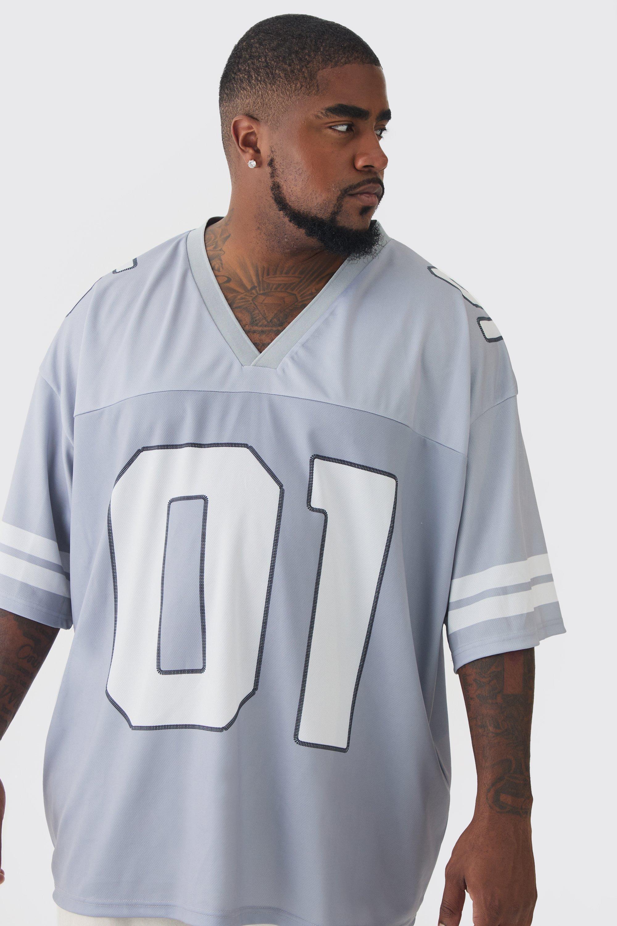 Plus Oversized Varsity Mesh Football Top | boohooMAN USA Product Image