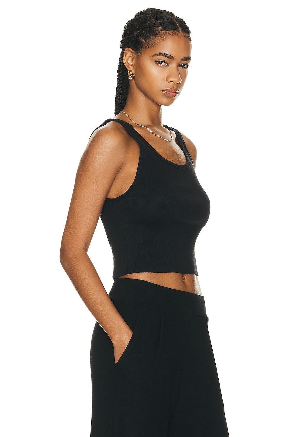 Eterne Cropped Scoop Neck Tank Top in Brown Product Image