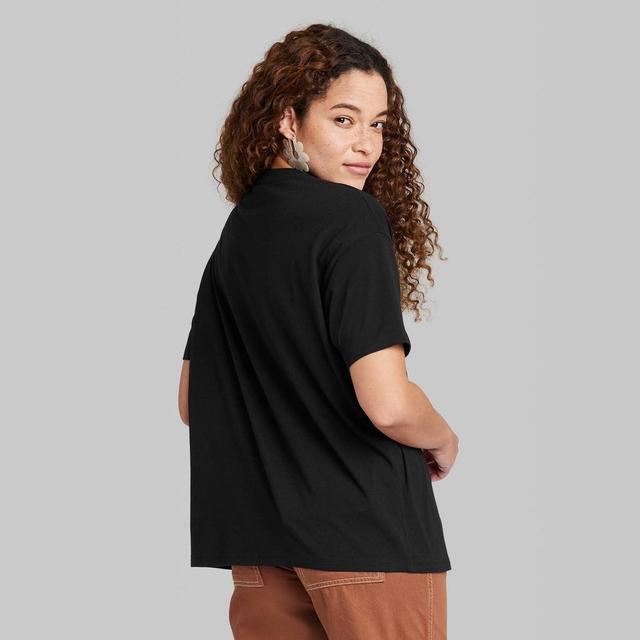 Womens Raglan Elbow Sleeve Oversized T-Shirt - Wild Fable Black XL Product Image