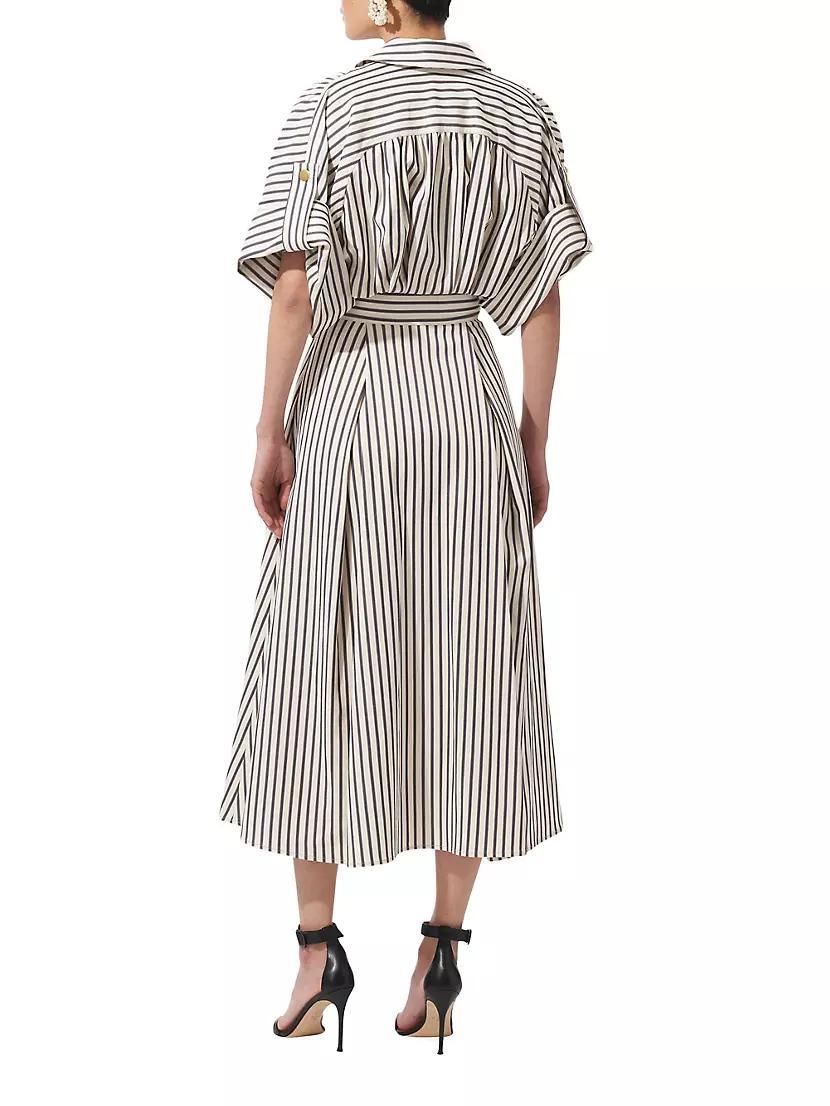 Striped Cotton-Blend Short-Sleeve Shirtdress Product Image