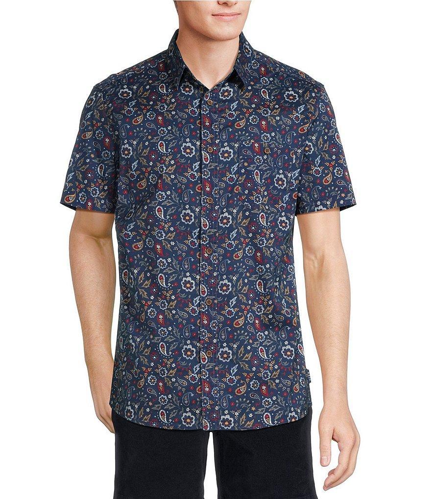 Rowm On The Range Short Sleeve Stretch Poplin Paisley Print Shirt Product Image