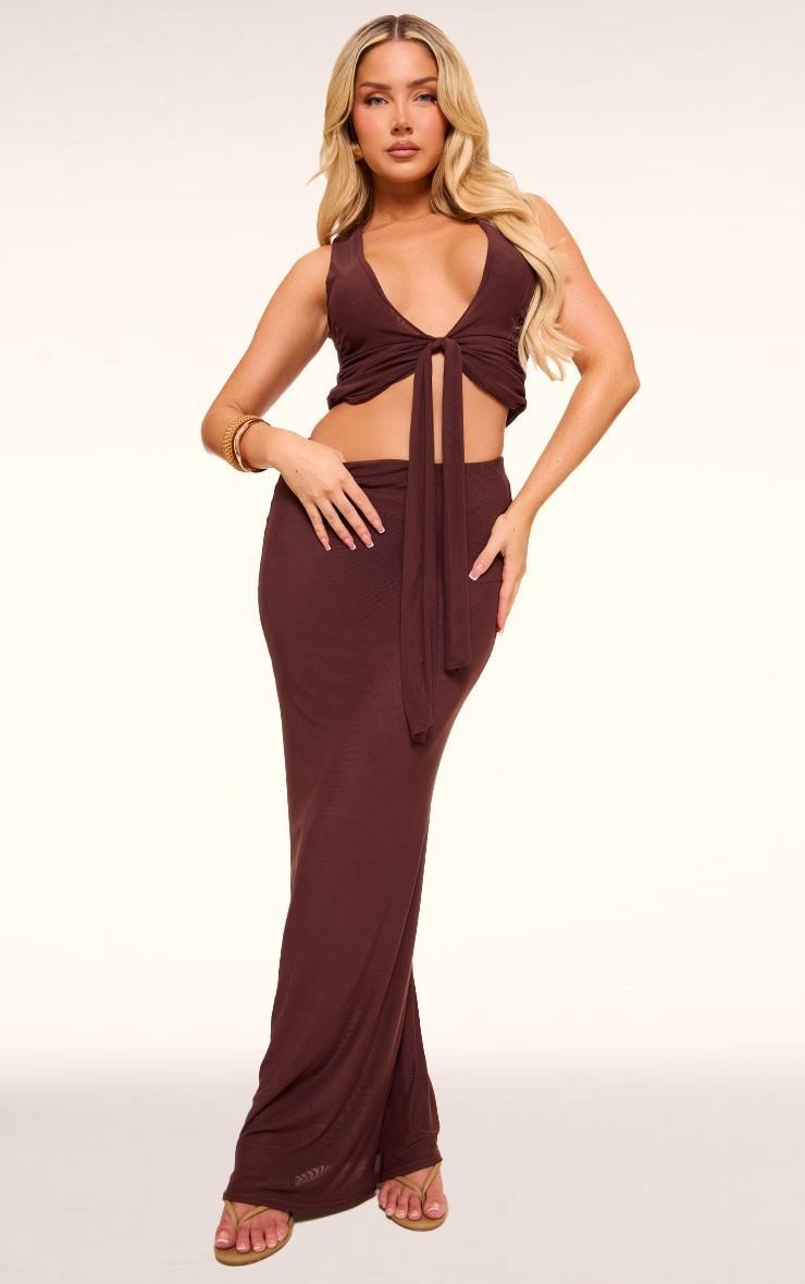  Chocolate Mesh Low Rise Maxi Skirt product image