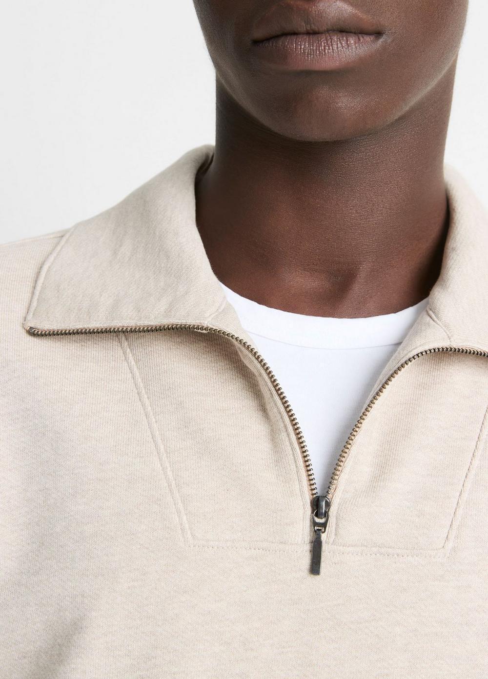 Cotton-Blend Mock Neck Quarter-Zip Pullover Product Image