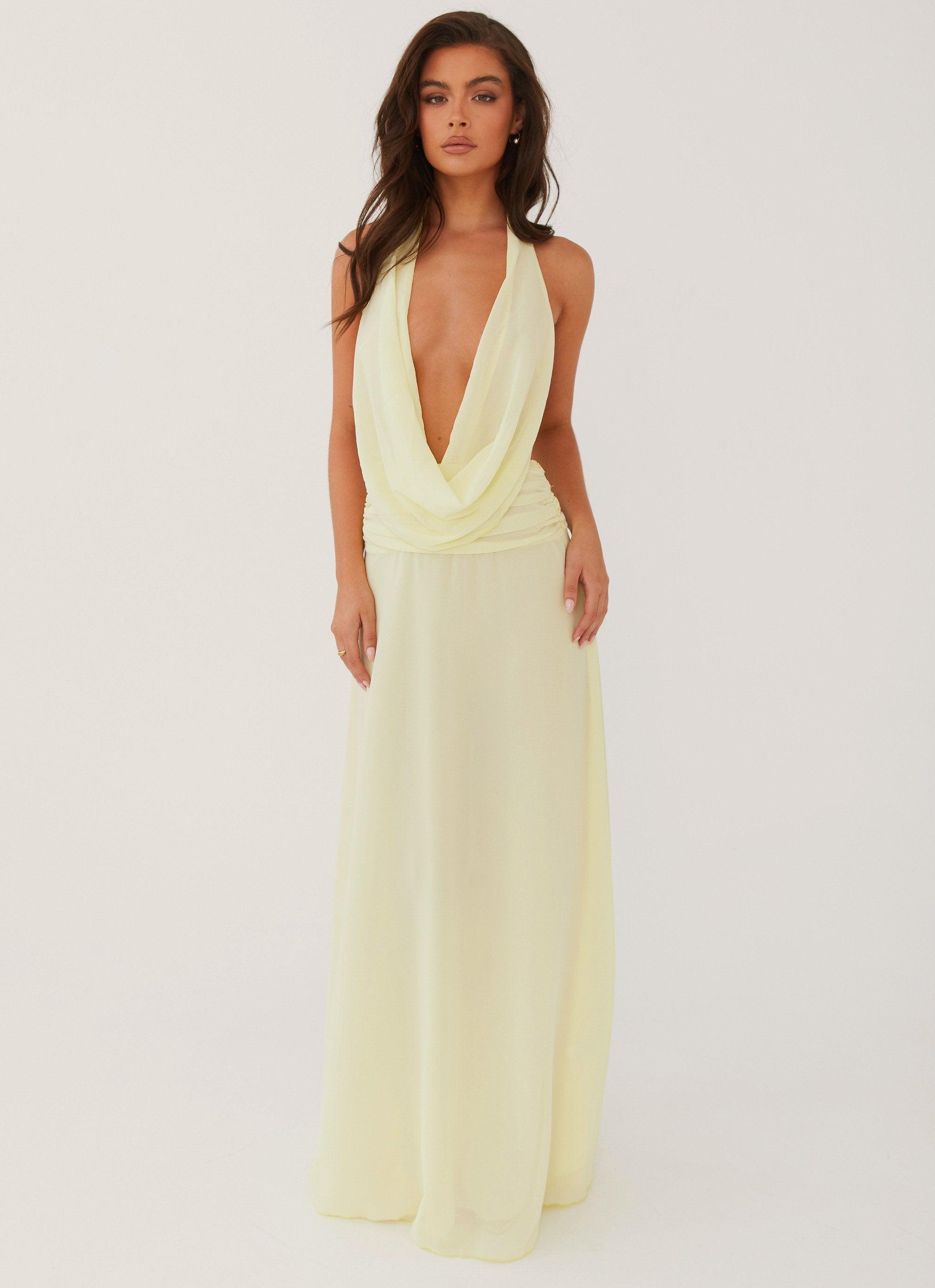 Elysia Chiffon Maxi Dress - Lemon Product Image