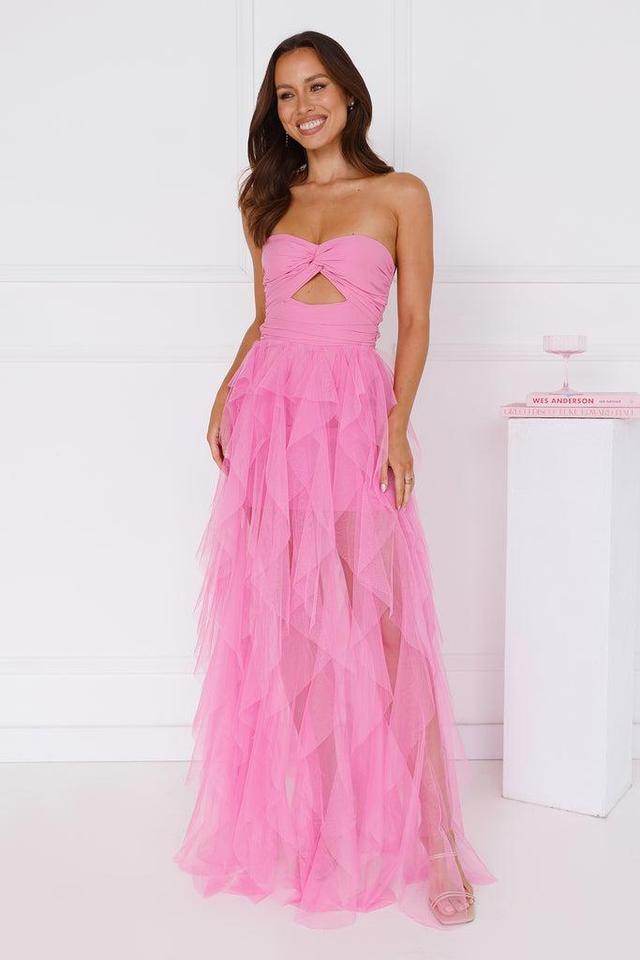 Statement Choice Strapless Tulle Maxi Dress Hot Pink Product Image