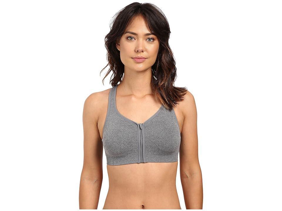 Jockey Active Zip Front High Impact Seamless Bra (Medium Grey Melange) Women's Bra Product Image