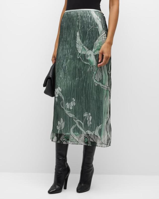 Tree-Print Organza Layered Midi Skirt Product Image