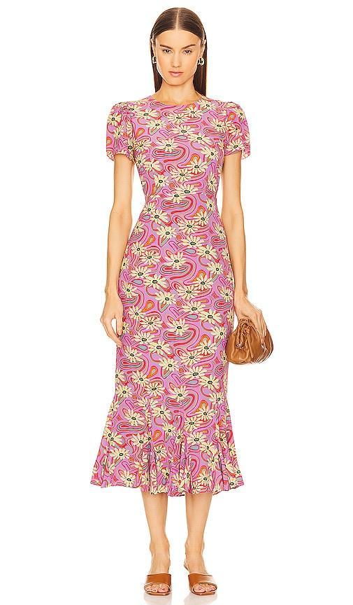 Womens Lulani Floral Ruffled Midi-Dress Product Image