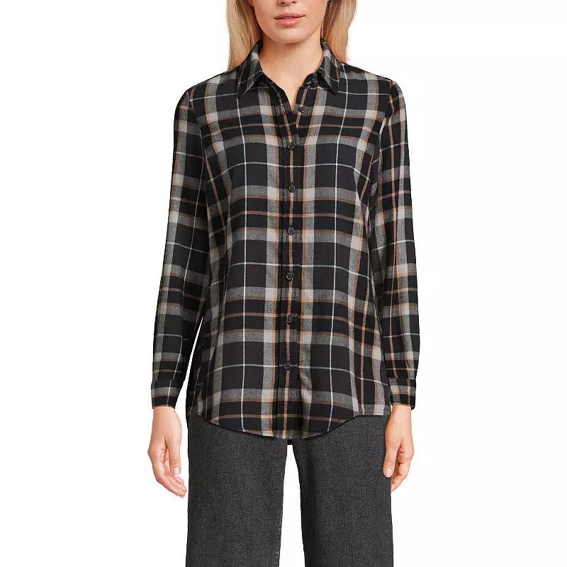 Womens Lands End Flannel Boyfriend Shirt Product Image