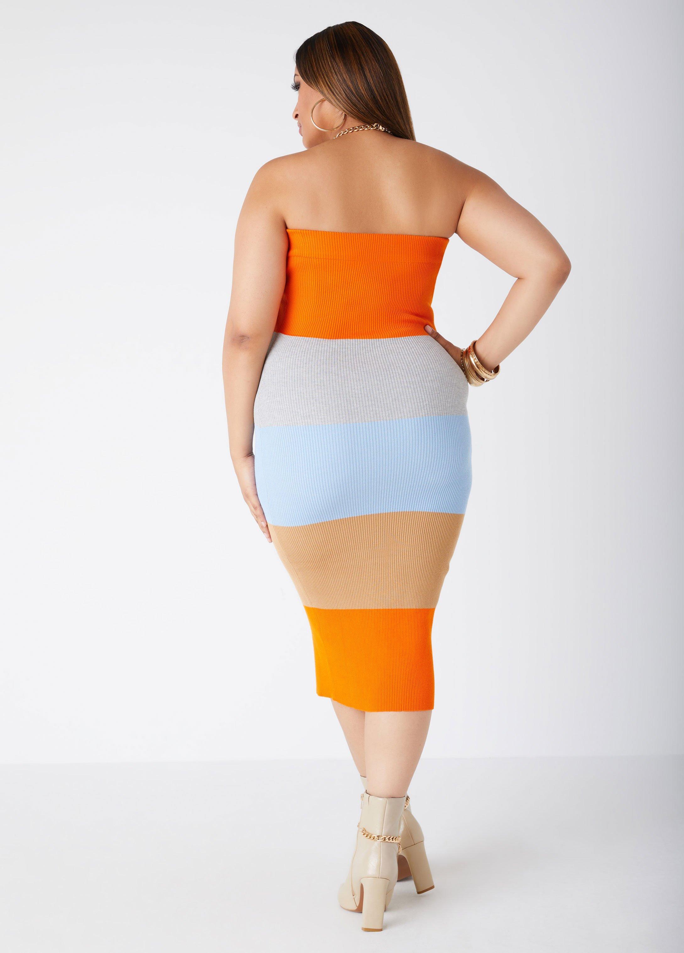 Striped Strapless Bodycon Dress Product Image