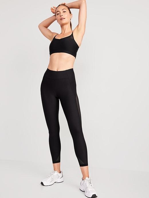 High-Waisted PowerSoft Mesh-Panel 7/8 Leggings Product Image