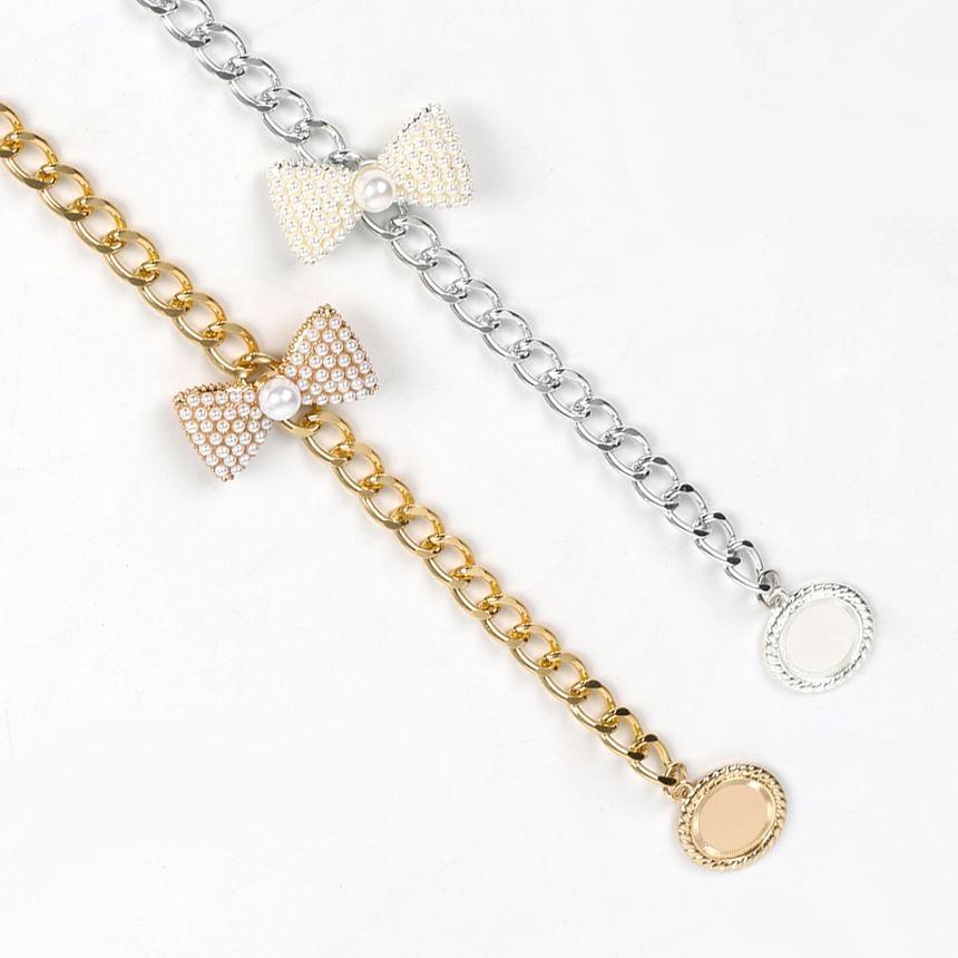 Bow Faux Pearl Alloy Waist Chain Product Image