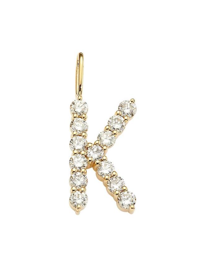 Womens 14K Yellow Gold & Diamond Large Initial Charm Product Image