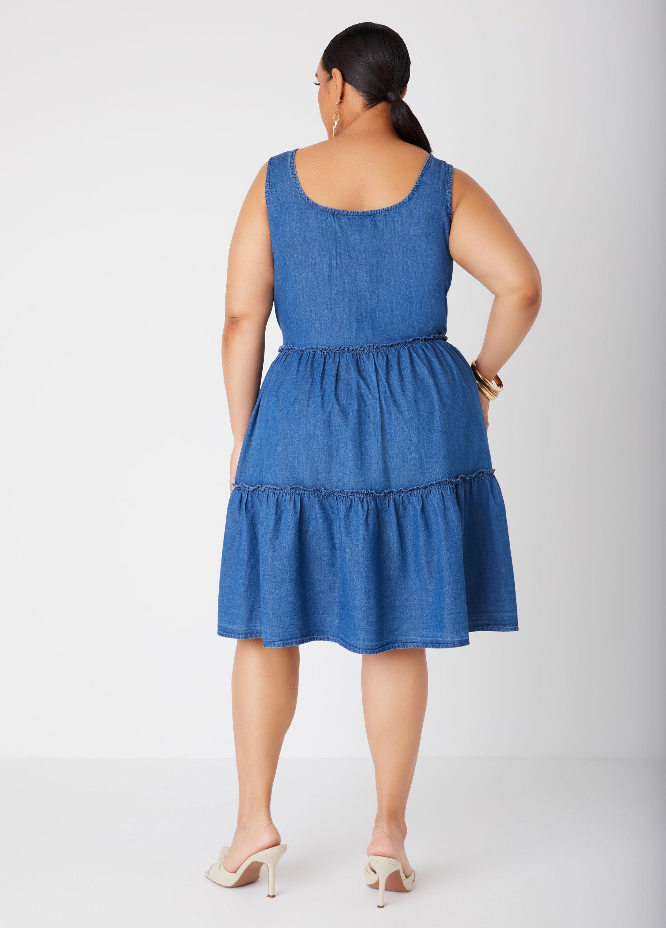 Lace Up Chambray Dress Product Image