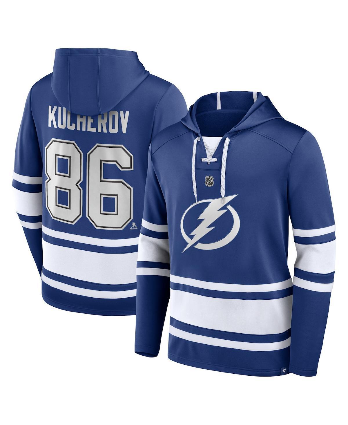 Mens Fanatics Branded Nikita Kucherov Blue Tampa Bay Lightning Name & Number Lace-Up Pullover Hoodie Product Image