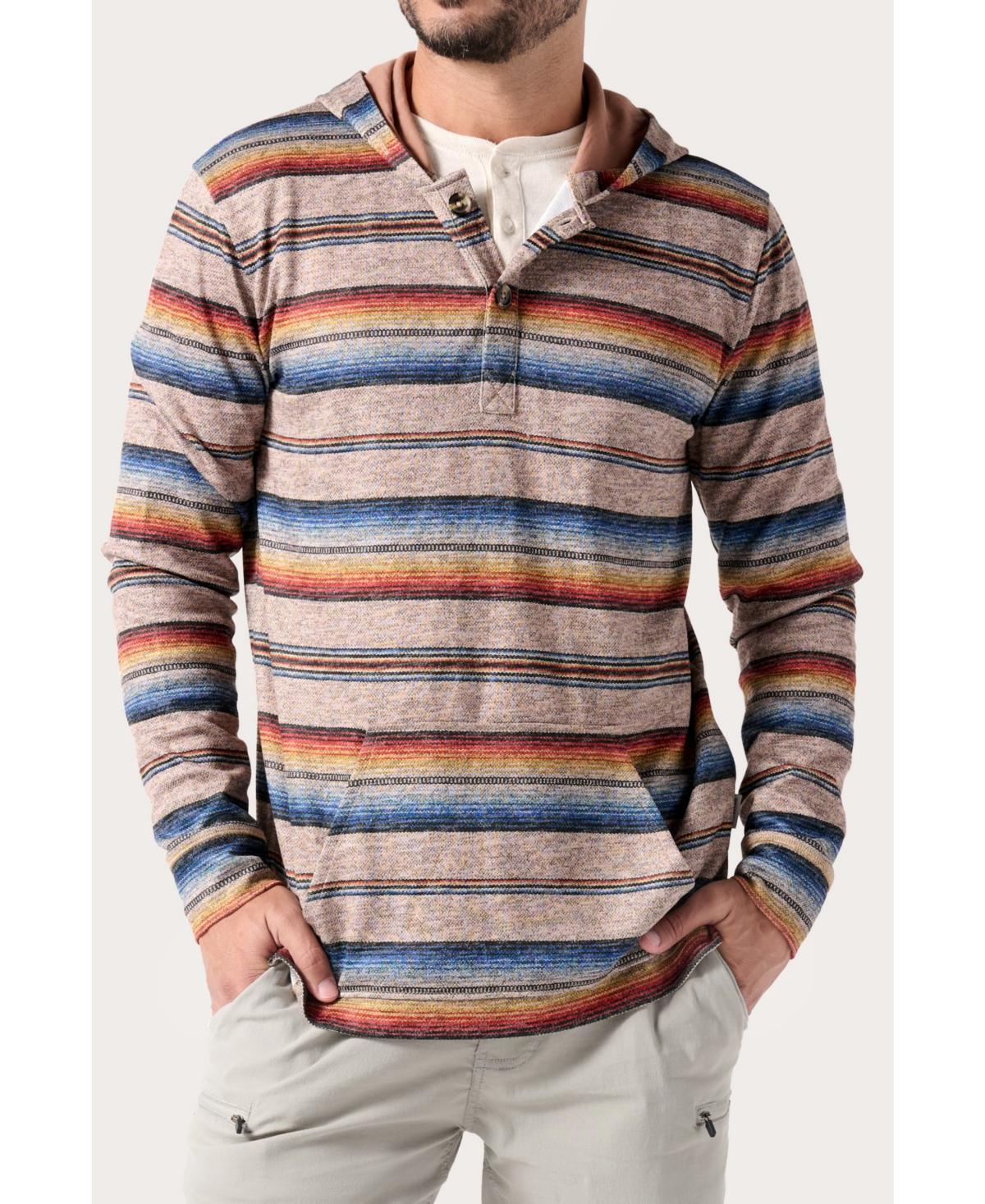 Odyssey Mens Printed Hoodie Pullover with Henley Placket Product Image