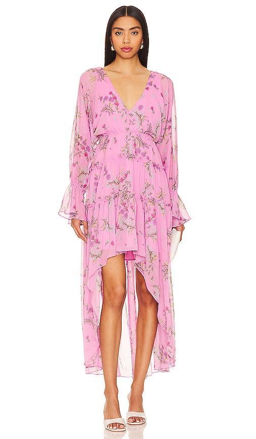 Steve Madden Sol Floral Print Long Sleeve High-Low Dress Product Image