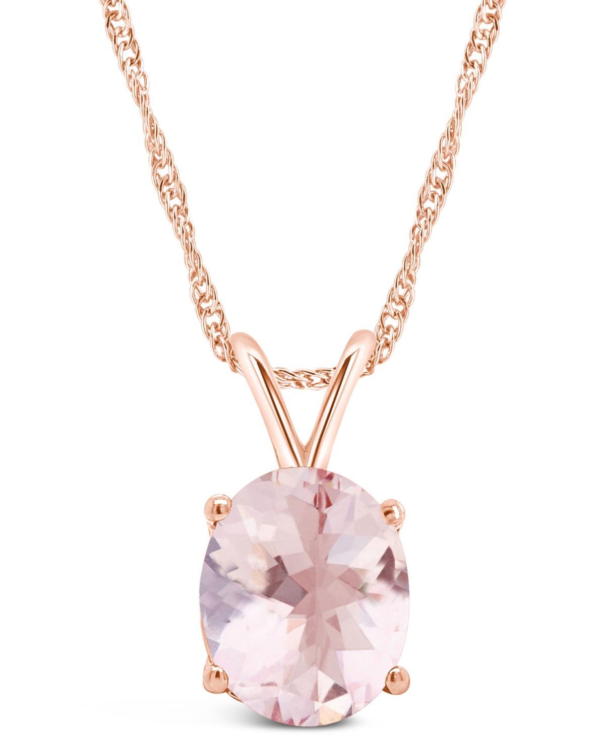 Alyson Layne 14K Gold Morganite Oval Pendant Necklace, Womens 14k White Gold Product Image