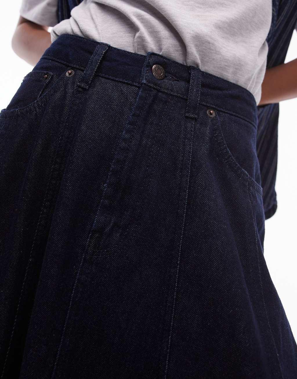 Topshop denim circle skirt in indigo Product Image