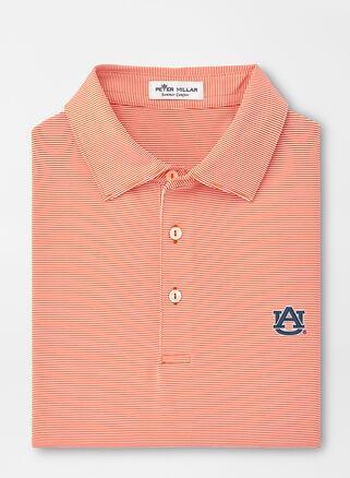 Peter Millar Mens Auburn Jubilee Stripe Performance Polo | Color: Orange | Size: 3XL Product Image