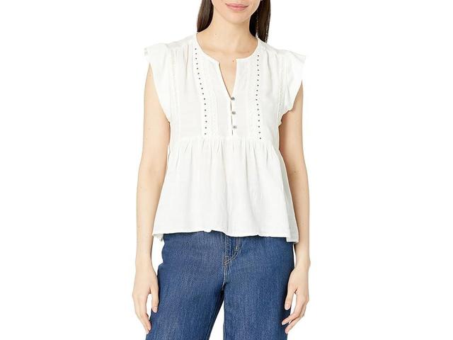 Lucky Brand Studded Babydoll Top (Cream) Women's Clothing Product Image