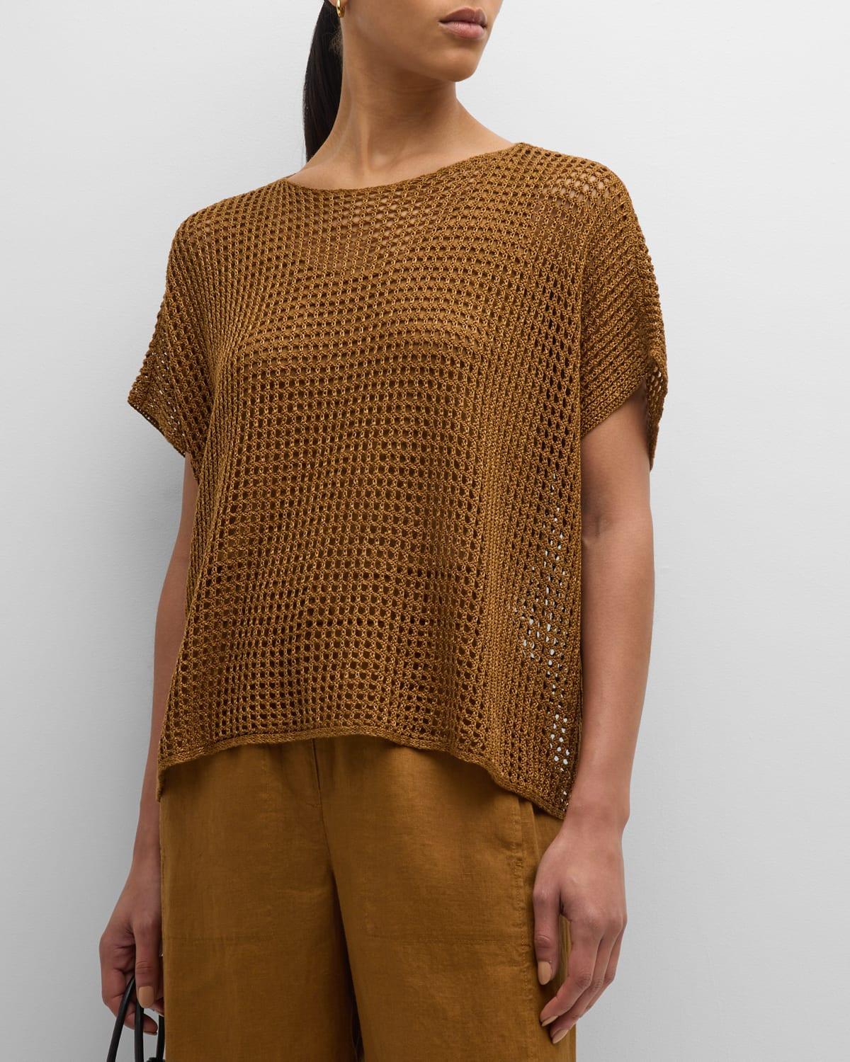 Eileen Fisher Open Stitch Short Sleeve Organic Linen Sweater product image