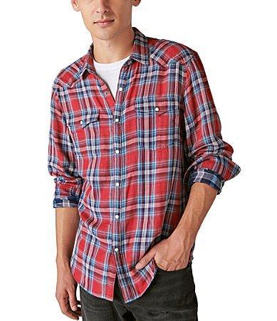 Lucky Brand Plaid Cotton Western Snap-Up Shirt Product Image