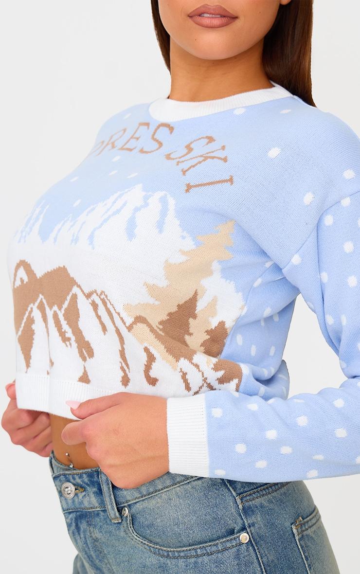 Pale Blue Apres Ski Cropped Christmas Sweater Product Image