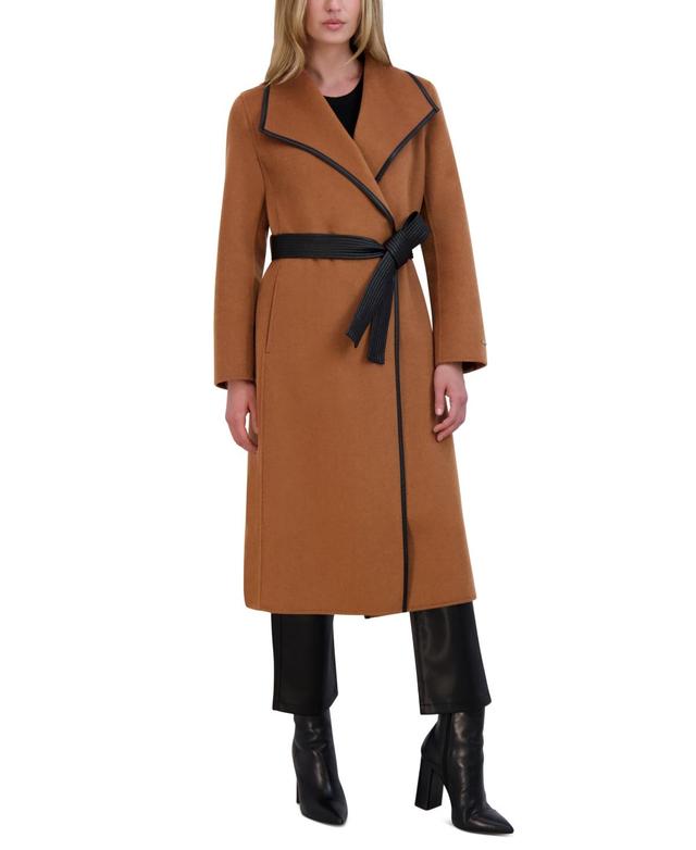 Tahari Womens Wool Blend Belted Wrap Coat Product Image