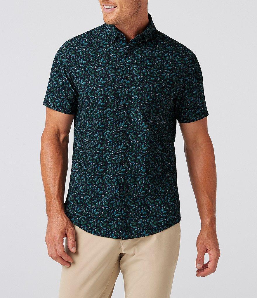 Mizzen+Main Performance Stretch Leeward Foliage Print Short Sleeve Woven Shirt Product Image