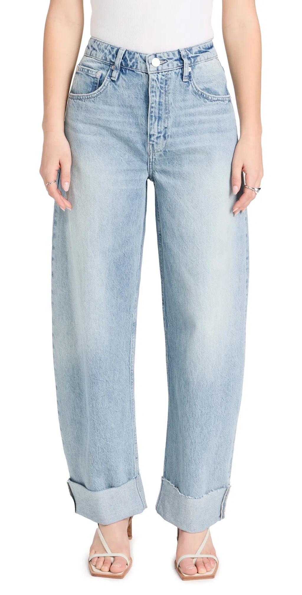 FRAME Long Barrel Raw Cuff Jeans Rhode In Blue Product Image