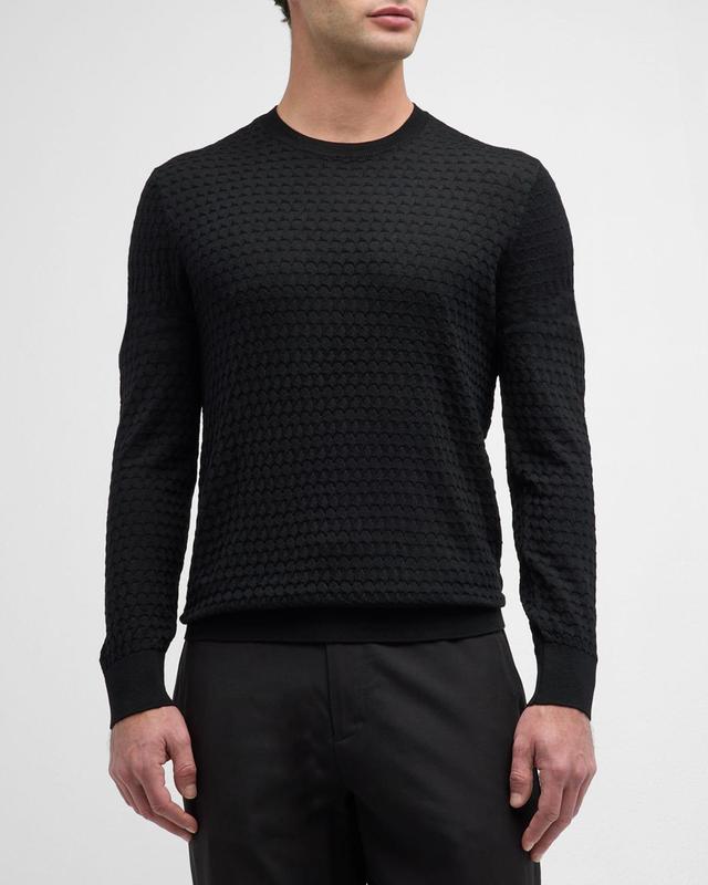 Mens Wool Scallop-Textured Crewneck Sweater Product Image