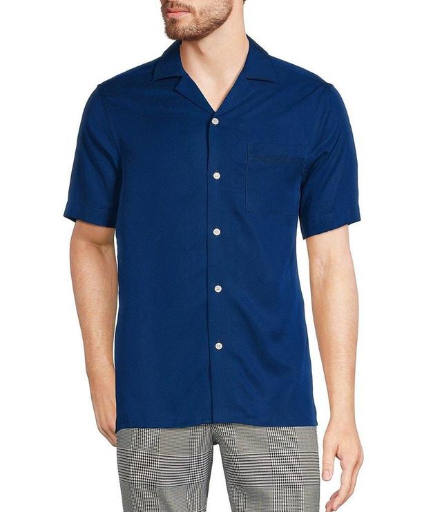 Murano Modern Maritime Collection Slim-Fit Solid Short Sleeve Woven Camp Shirt Product Image