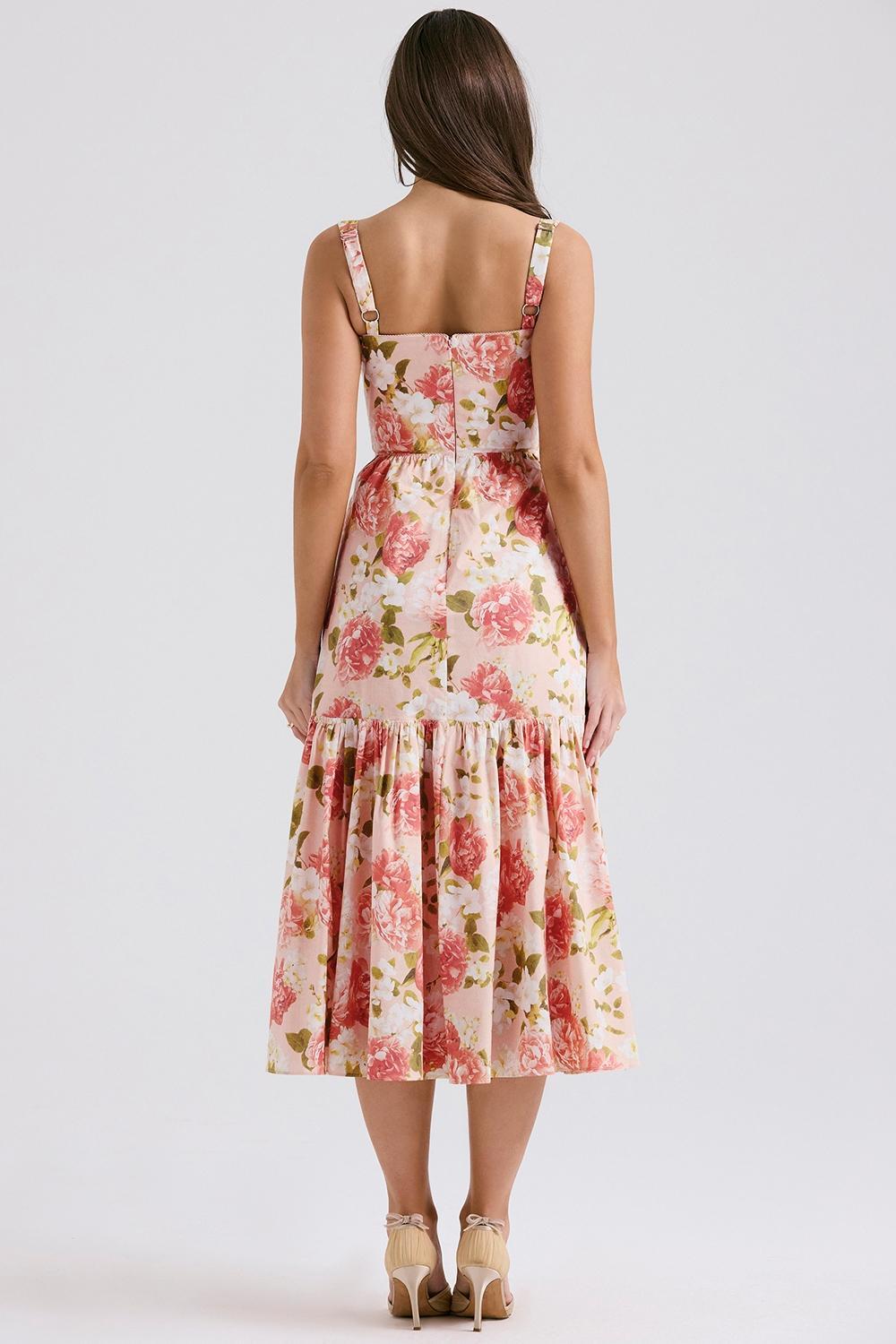 Elia Pink Peony Print Cotton Midi Sundress Product Image