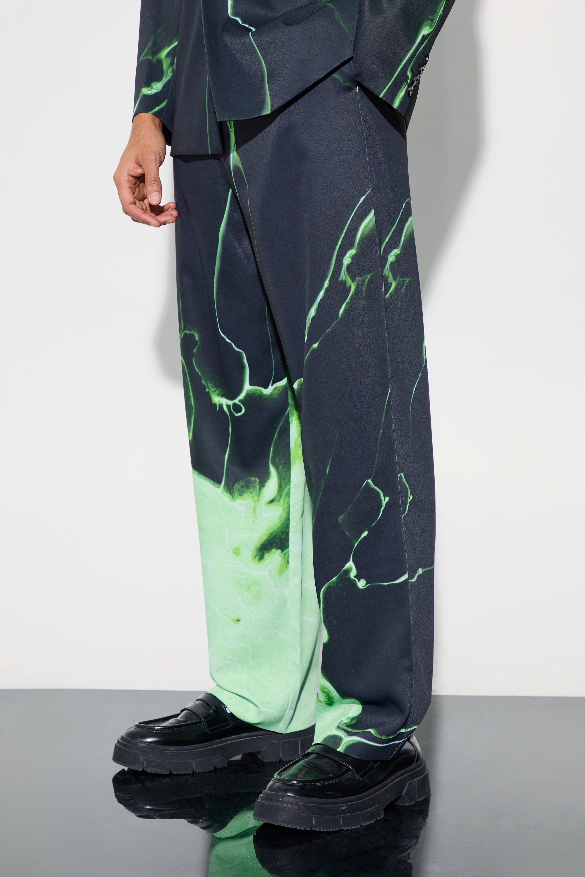 Relaxed Fit Marble Print Tailored Trouser | boohooMAN USA Product Image