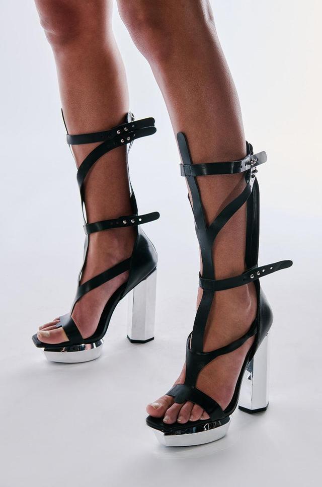 AZALEA WANG DARCELLE BLACK EDGY PLATFORM SANDAL Product Image