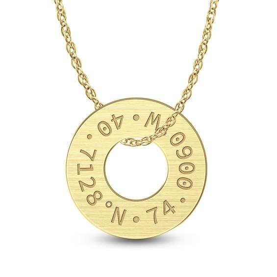 Men's Engravable Coordinates 22.0mm Circle Pendant (1 Location) - 22" Product Image