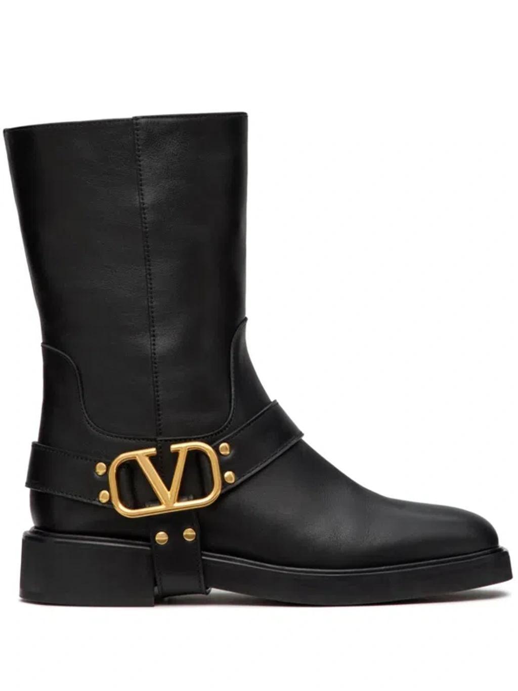 Vlogo Signature Leather Boots In Black Product Image