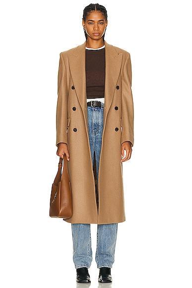 NILI LOTAN Edmont Double Breasted Long Coat Brown. (also in ). Product Image