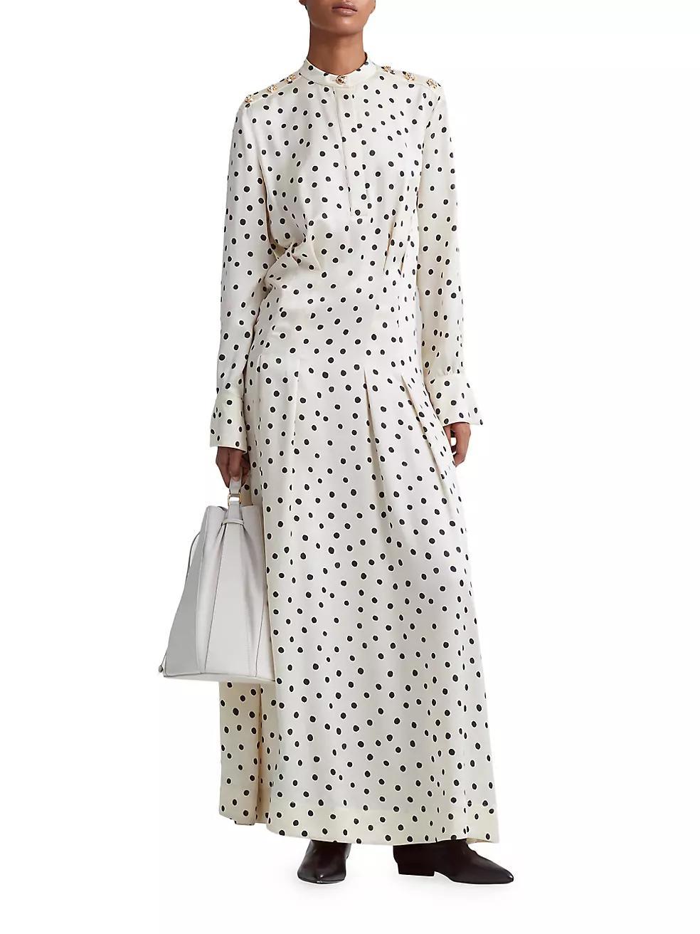 Felicia Polka-Dot Silk Maxi Dress Product Image