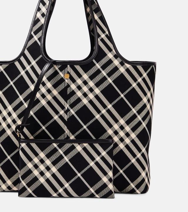 BURBERRY Check Medium Canvas Tote Bag In Black Product Image