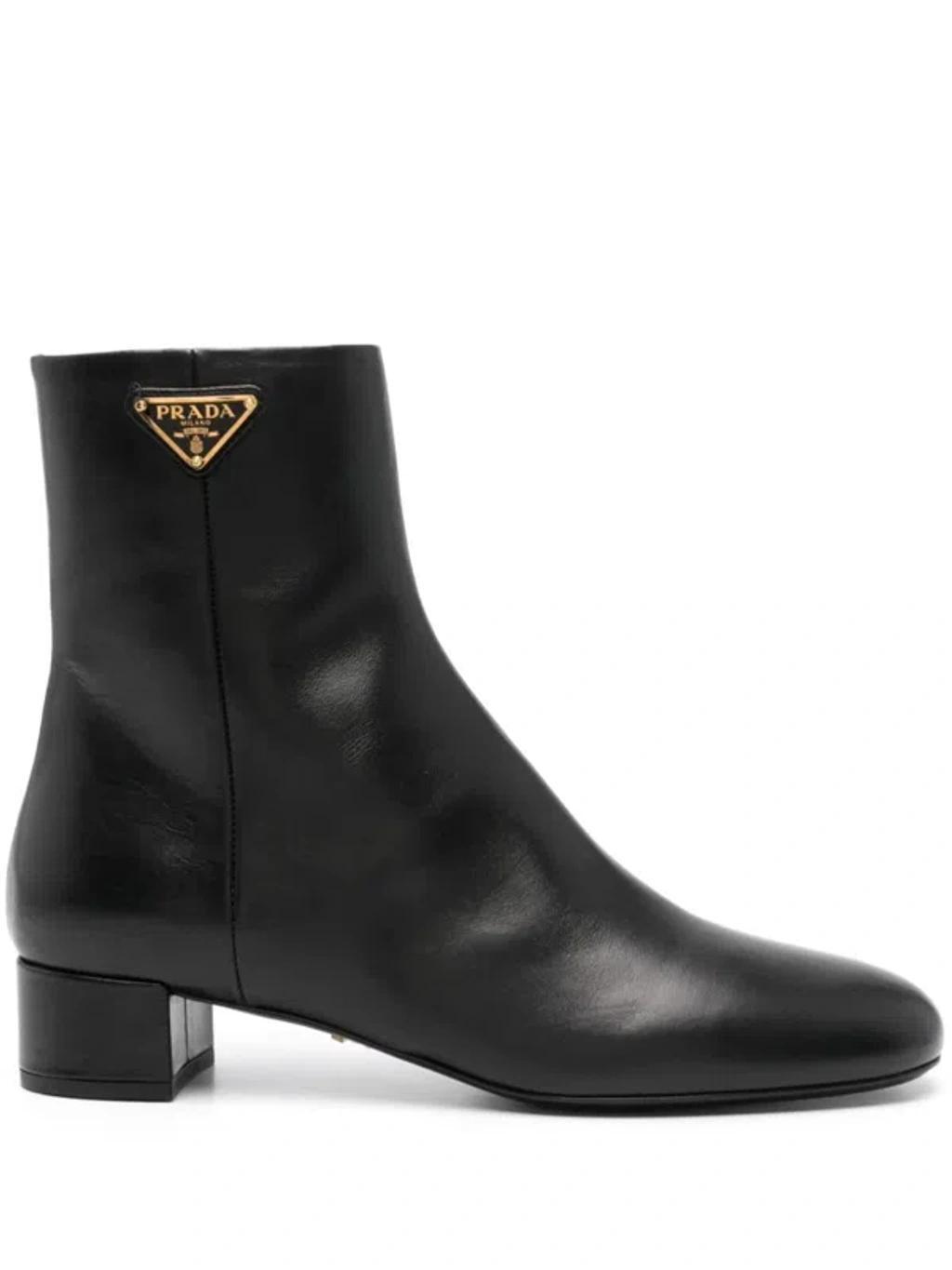 Black Leather Ankle Boots Product Image