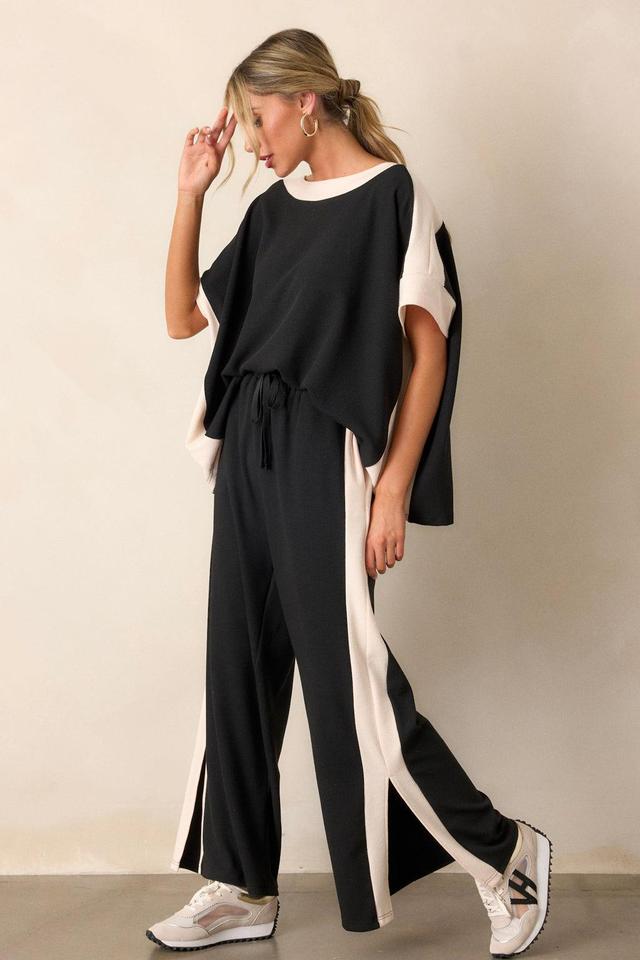 See The End Black & Ivory Ribbed Pants Product Image