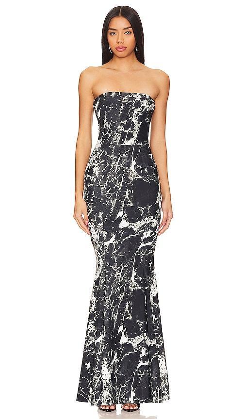 Norma Kamali Strapless Fishtail Gown in Black. Product Image